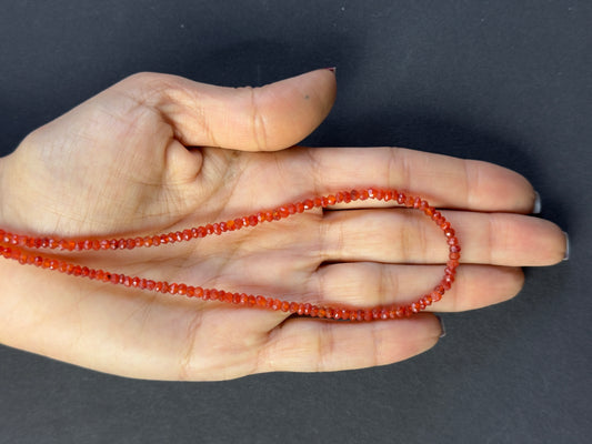 Vibrant and Glowing Mandarin Garnet Rondelle Beads 41cm