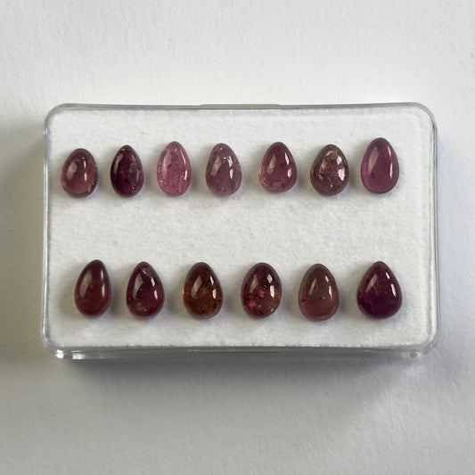 Pink Tourmaline Cabochon Drops 7 - 8 mm