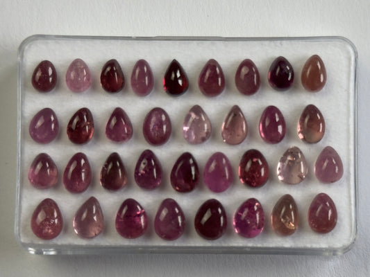 Pink Tourmaline Cabochon Drops 5 - 6.8 mm
