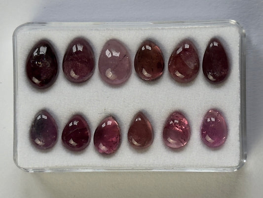 Pink Tourmaline Cabochon Drops 8.5 - 11.5 mm