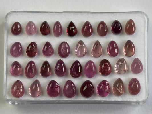 Pink Tourmaline Cabochon Drops 5 - 6.8 mm