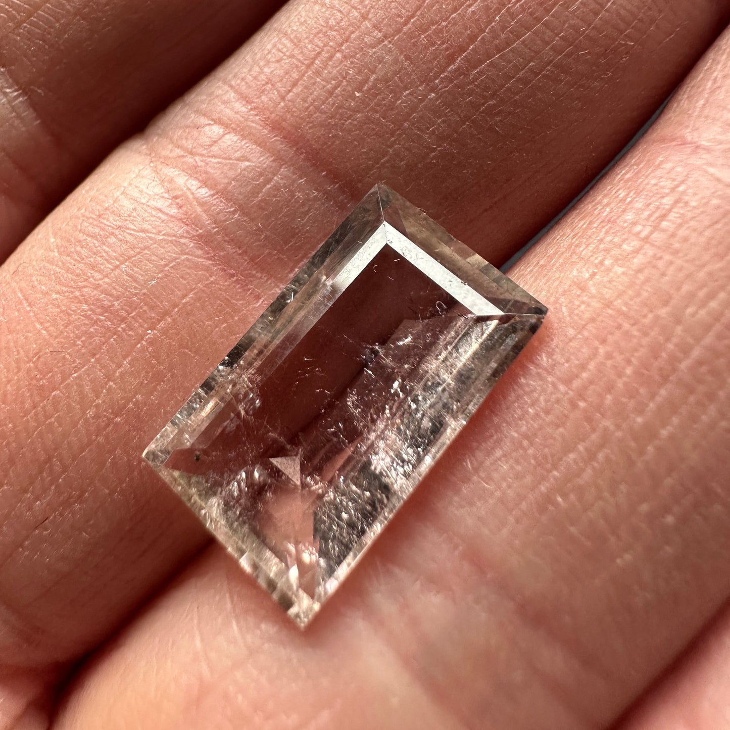 Yellowish-pink Tourmaline, rectangular step cut, 7.63cts, 16.5x9.7x5.2mm