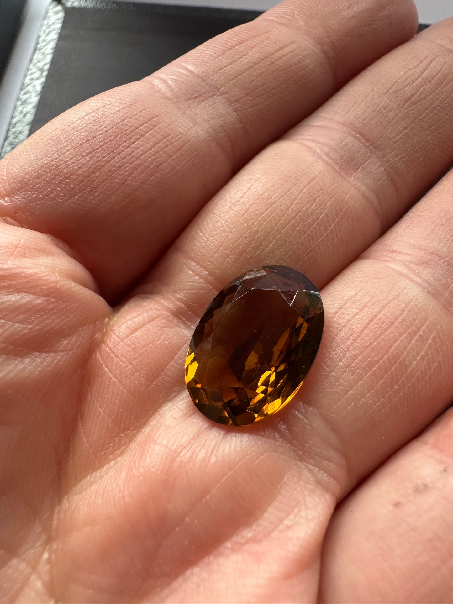 Eb001371 Greenish-Orange Tourmaline, Oval star cut, 9.19cts, 18.0x13.0x6.5mm