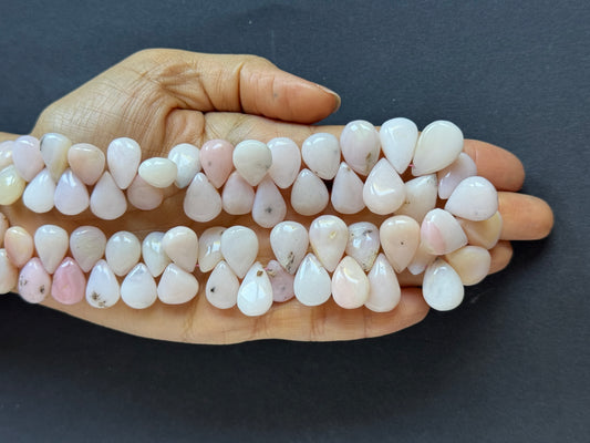 Pink Opal Beautiful Pear Drop Beads With Baby Pink Polished Look