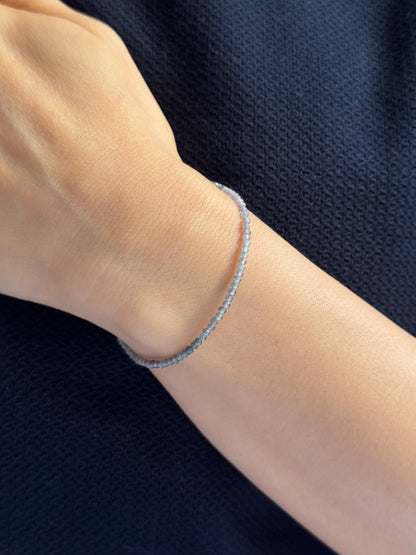 Grey Spinel Round Faceted Beads, 20 cm – view 3 of 3