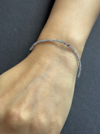 Grey Spinel Round Faceted Beads, 18 cm – view 2 of 3