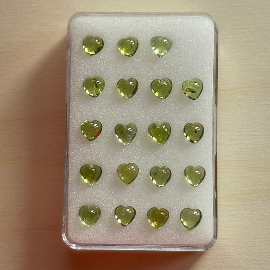 Peridot Heart Shaped Cabochons 3.5-5mm