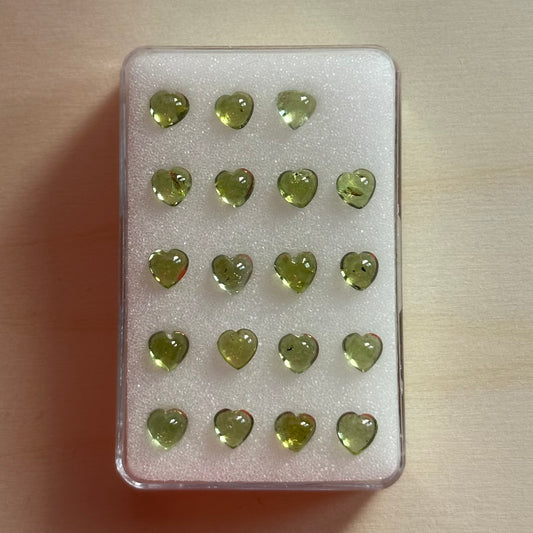 Peridot Heart Shaped Cabochons 3.5-5mm