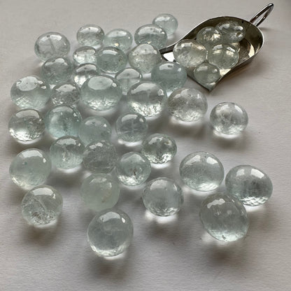 Cornflower Blue Aquamarine Round Drilled Loose Beads, 10 pieces – view 15 of 16