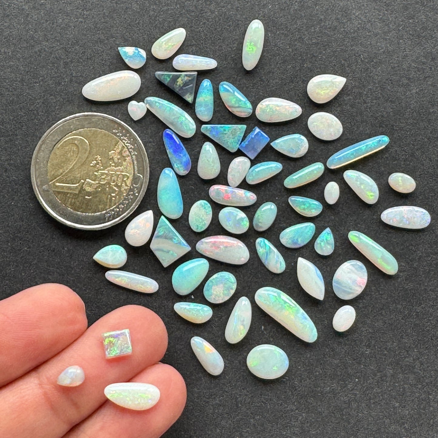 Blueish White Lightning Sense Opal Pack Of 5 Pieces