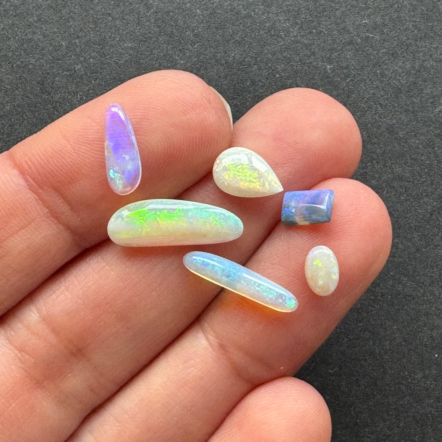 Blueish White Lightning Sense Opal Pack Of 5 Pieces
