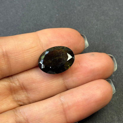 Green Tourmaline Oval Faceted Loose Stone, 8.51 ct, 16.3x12.5 mm – view 3 of 4