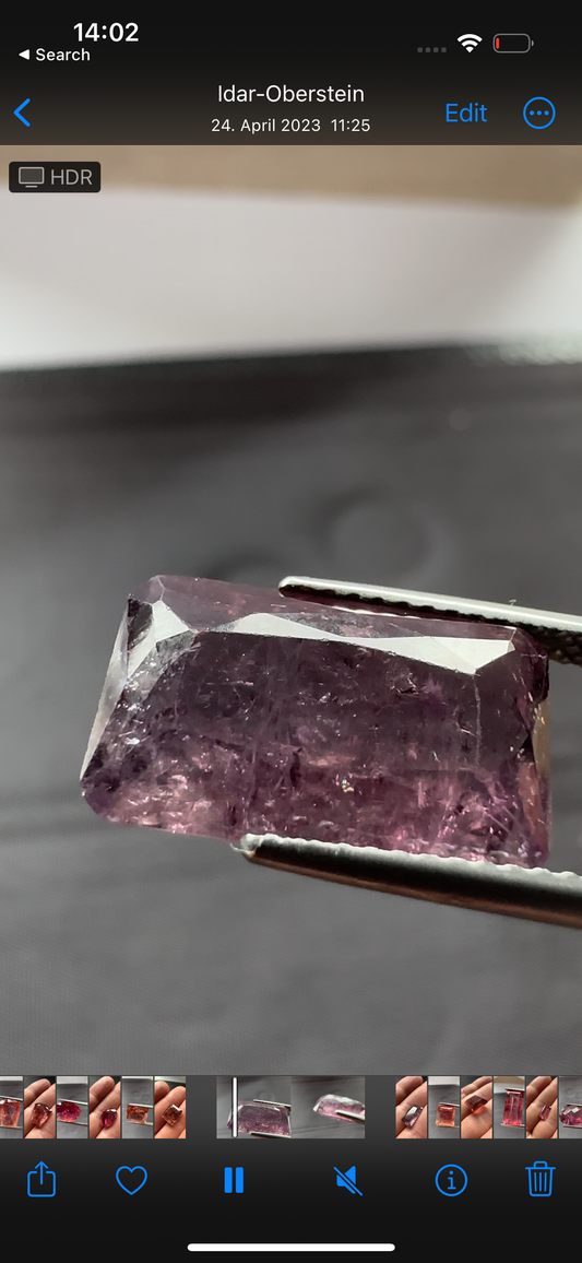 Radiant Bright Purple Tourmaline In Emerald Shape 6.93cts