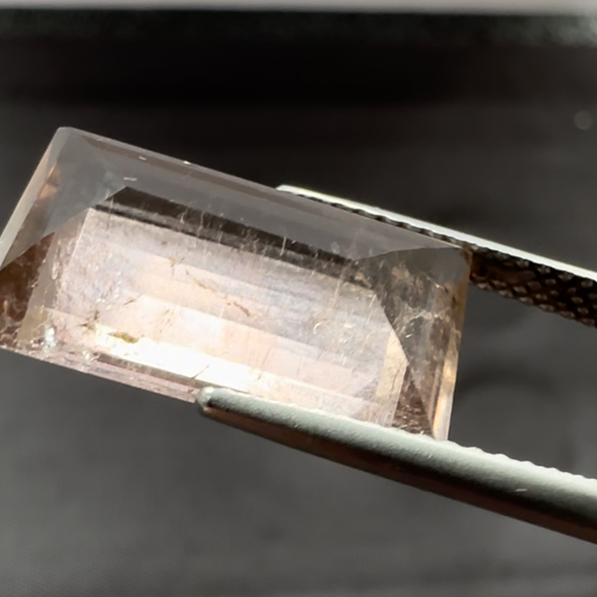 Yellowish-pink Tourmaline, rectangular step cut, 7.63cts, 16.5x9.7x5.2mm