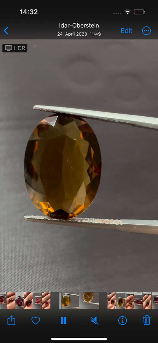 Eb001371 Greenish-Orange Tourmaline, Oval star cut, 9.19cts, 18.0x13.0x6.5mm