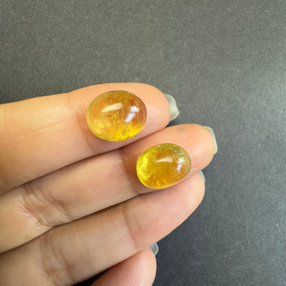 Yellow Tourmaline Oval Cabochon Pair, 4.83 ct, 12x9.8 mm – view 3 of 4