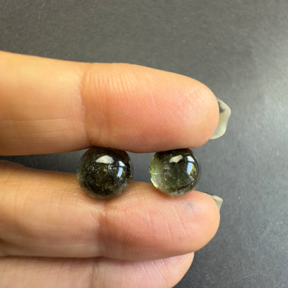 Green Tourmaline Round Cabochon Pair, 5.12 ct – view 1 of 5