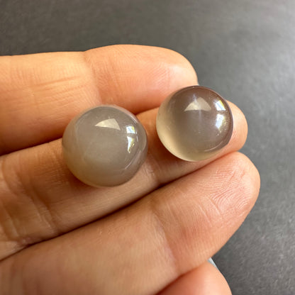 Grey Moonstone Round Cabochon Pair – view 2 of 3