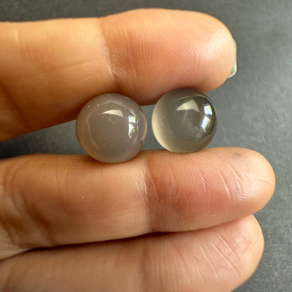 Grey Moonstone Round Cabochon Pair – view 3 of 3