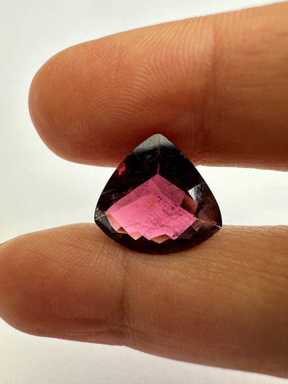 Purple Tourmaline Triangular Faceted Loose Stone, 6.09 ct, 12.7x14 mm – view 1 of 3