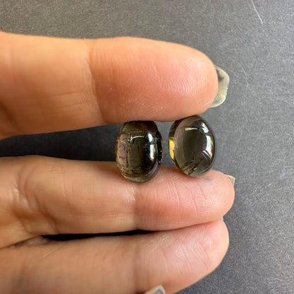 Brown Tourmaline Oval Cabochon Pair, 8.20 ct, 14x10 mm – view 3 of 5