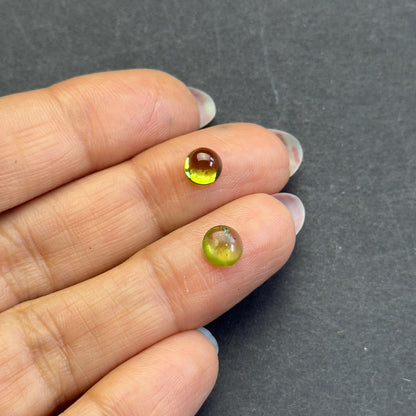 Green Peridot Round Cabochon Pair, 1.85 ct – view 3 of 3