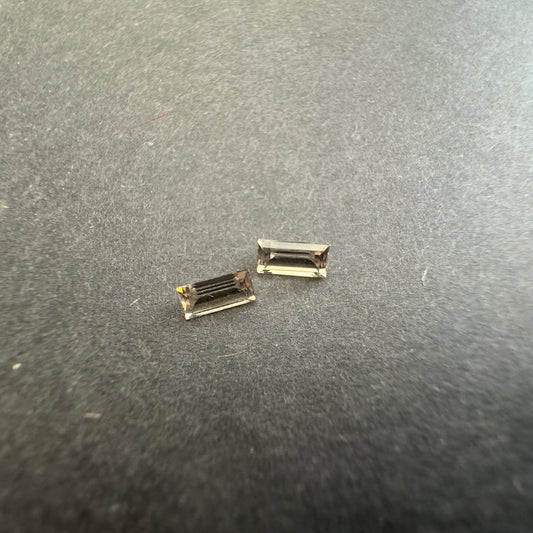 Smokey Quartz Pair, Emerald Cut, both approx. 5.9x3.0mm, 0.70cts