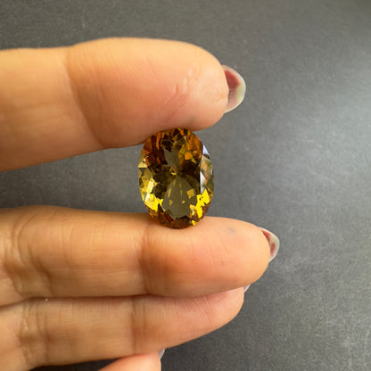 Yellow Citrine Oval Faceted Loose Stone, 12.54 ct, 18.1x13.1 mm – view 3 of 4