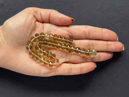 Natural Citrine Faceted Bead Strand 122.31cts – Light Yellow – 22.5cm