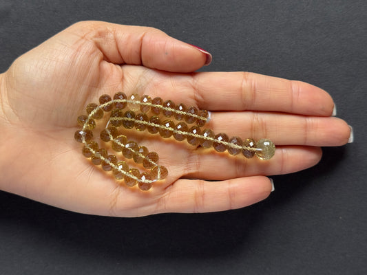 Natural Citrine Faceted Bead Strand 122.31cts – Light Yellow – 22.5cm