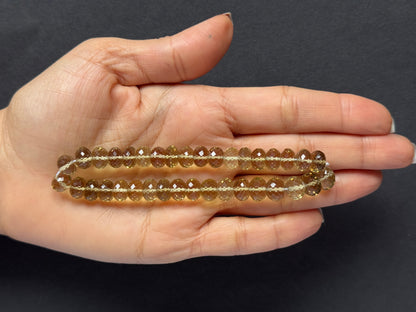 Natural Citrine Faceted Bead Strand 122.31cts – Light Yellow – 22.5cm