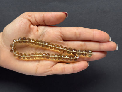 Natural Citrine Faceted Bead Strand 122.31cts – Light Yellow – 22.5cm