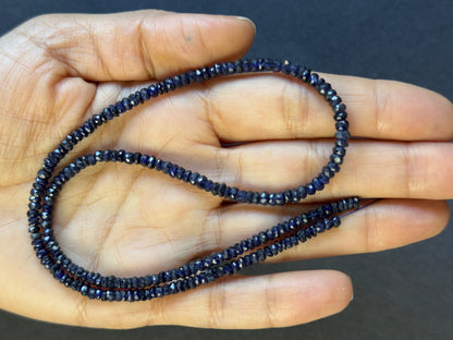 Rich and Dark Midnight Blue Sapphire Rondelle Beads Strand approx. 41cm