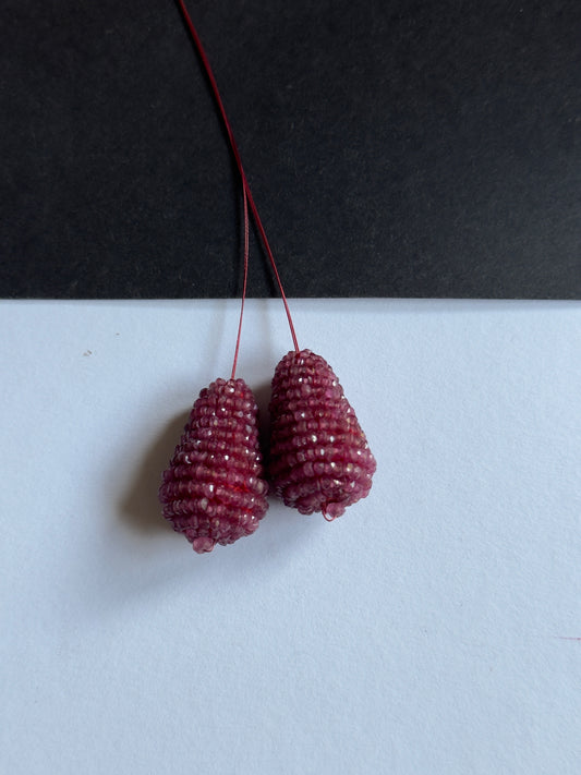 Ruby  Beautifully Accented by Luminous Pearls Arranged in a Delicate Floral Design.