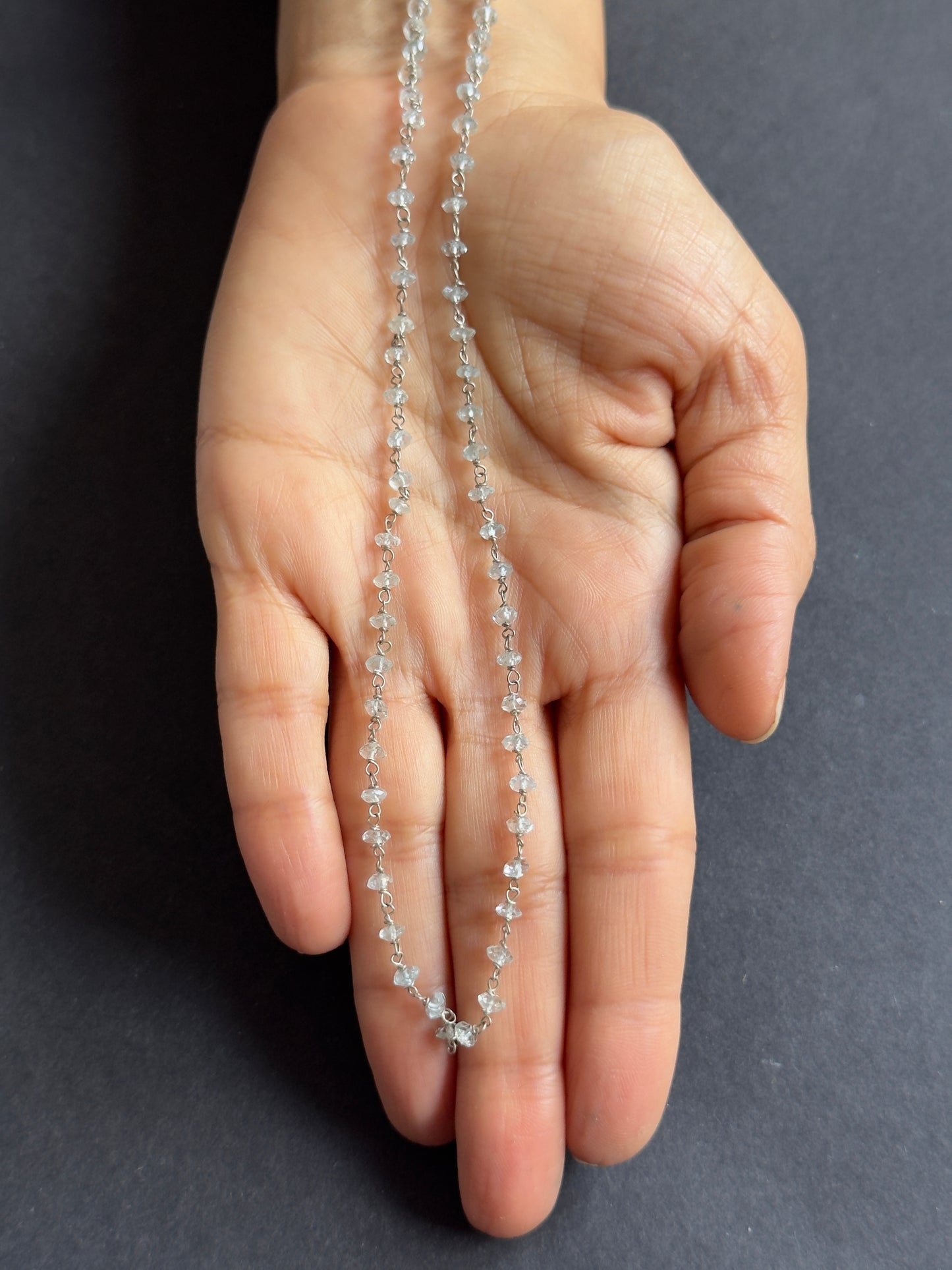 Delicate Aquamarine Necklace with Rondelle Beads and Silver - 23,90cts