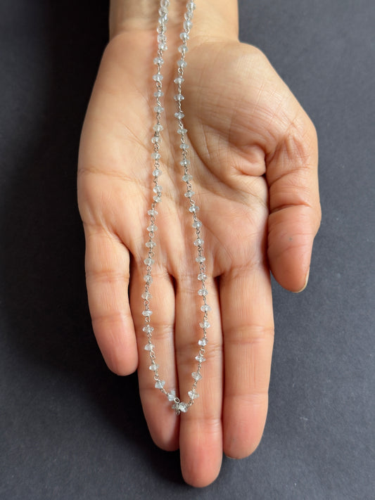Delicate Aquamarine Necklace with Rondelle Beads and Silver - 23,90cts