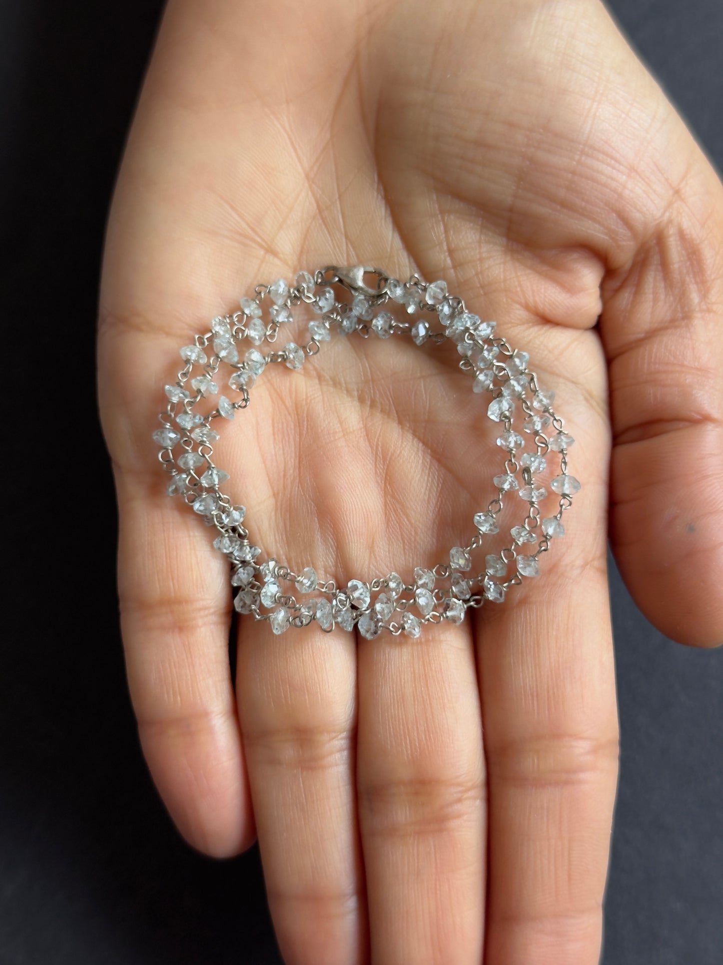 Delicate Aquamarine Necklace with Rondelle Beads and Silver - 23,90cts