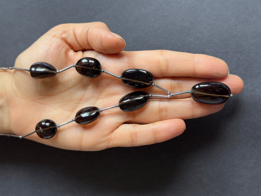 Polished Smokey Quartz and Silver Tubes Necklace.