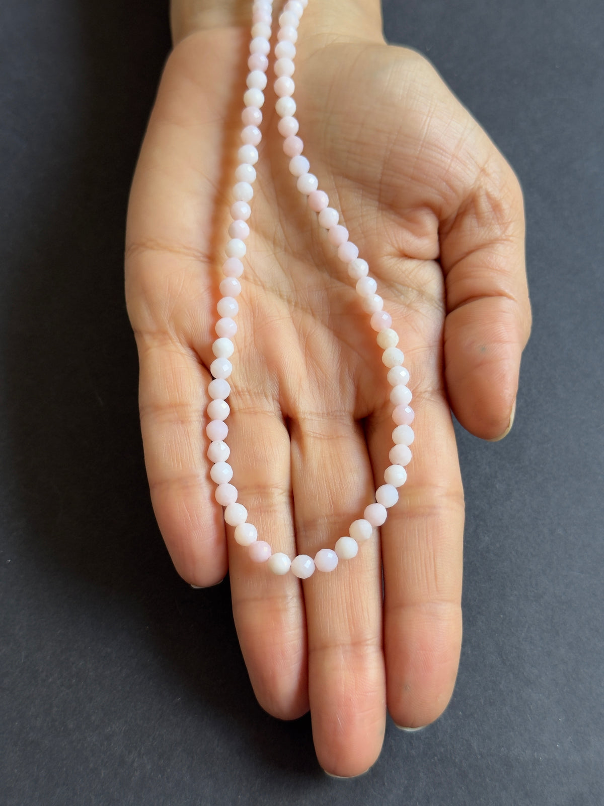Pink Opal Round Faceted Beads, 47.77 ct, 45 cm – view 1 of 2