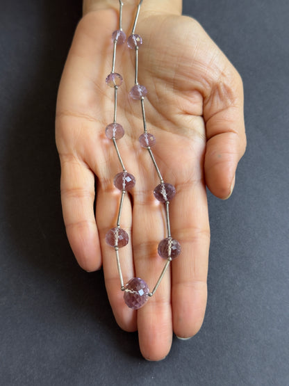 Silver Amethyst Rondelle Beads, 69.97 ct, 48.5 cm – view 1 of 2