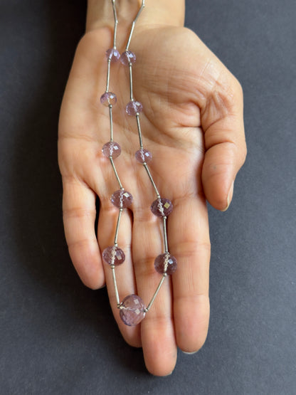 Silver Amethyst Rondelle Beads, 69.97 ct, 48.5 cm – view 2 of 2