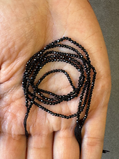 Natural Black Spinel Faceted Bead Strands – 2 Pieces – 2.2mm – 31.5cm & 33.5cm