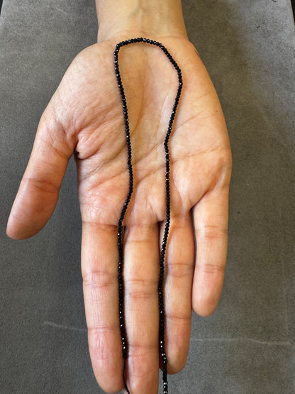 Natural Black Spinel Faceted Bead Strands – 2 Pieces – 2.2mm – 31.5cm & 33.5cm