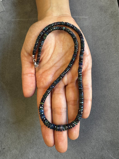 Beautiful Natural Opal Faceted Tali Bead Strands 65.77cts  – 50cm with Silver Closure