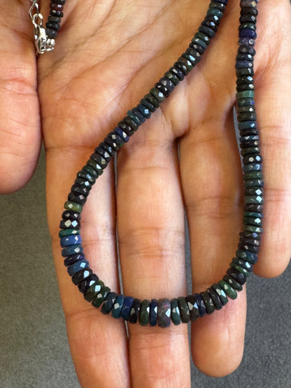 Beautiful Natural Opal Faceted Tali Bead Strands 65.77cts  – 50cm with Silver Closure
