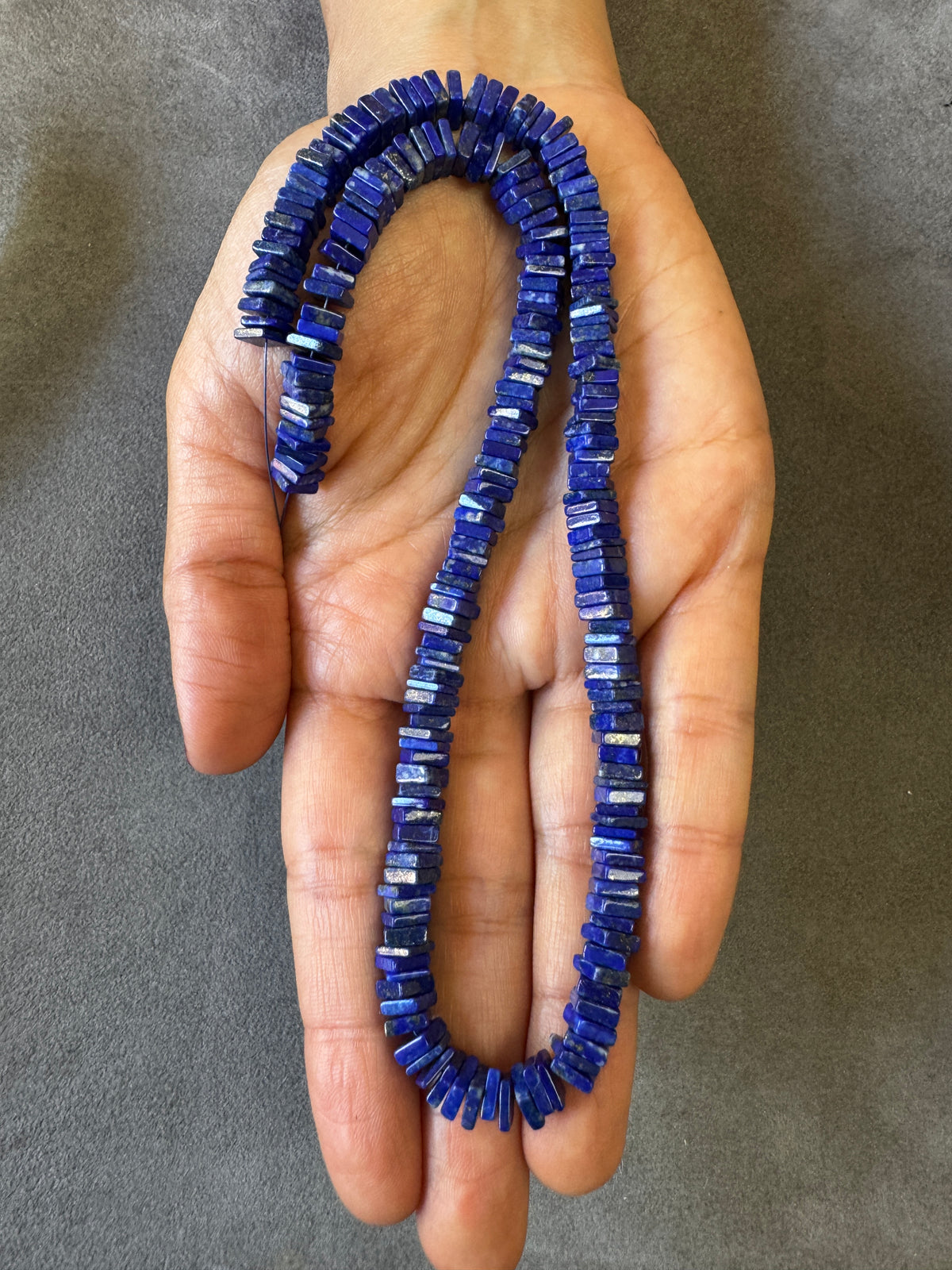 Natural Lapis Lazuli Square Disc Bead Strand 186.6cts – Blue – 40cm