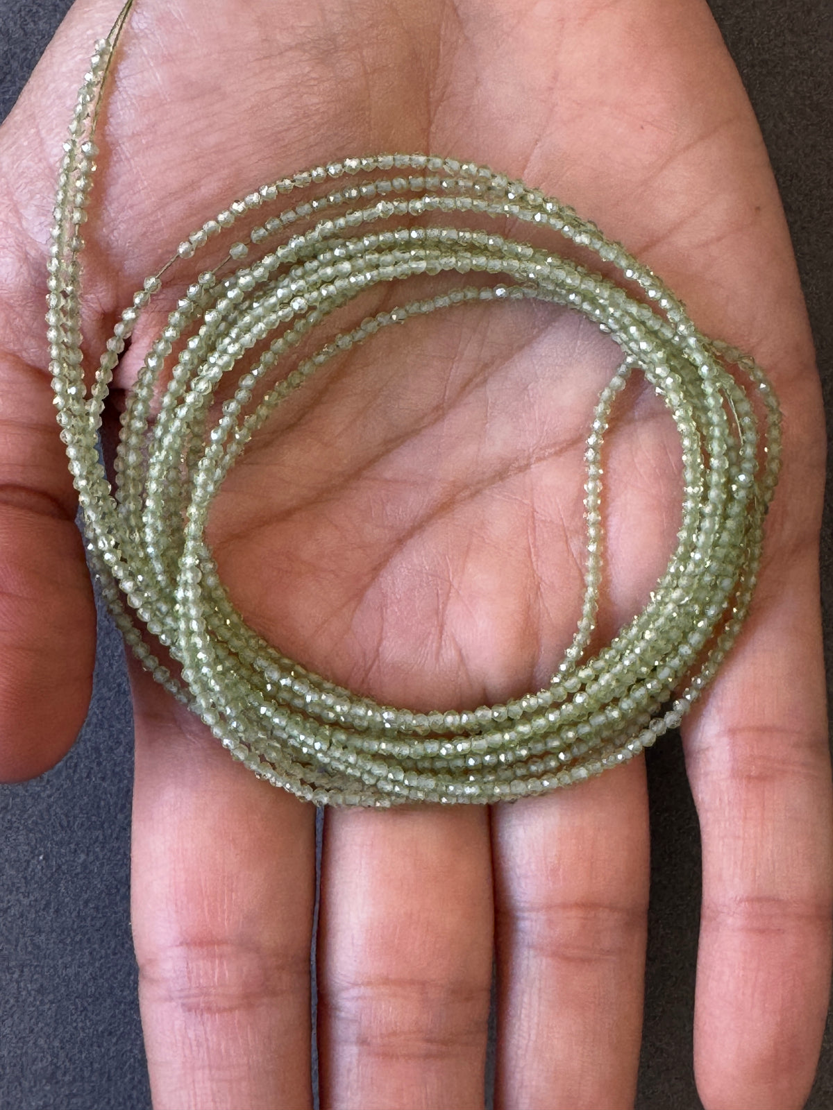 Natural Peridot Faceted Bead Strand 54.35cts – Green – Transparent – 200cm