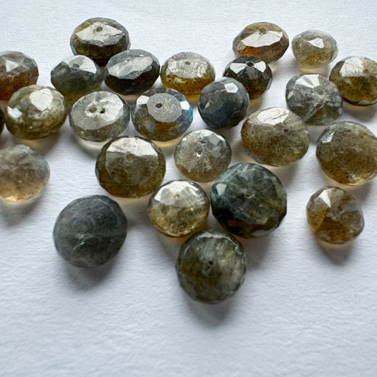 Mesmerizing Labradorite Button shape Beads 33g per Bag