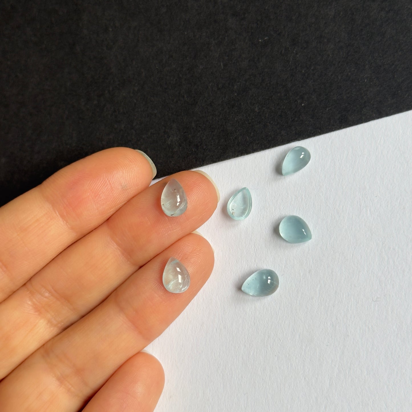 Aquamarine Cabochon Drops polished  Different Sizes