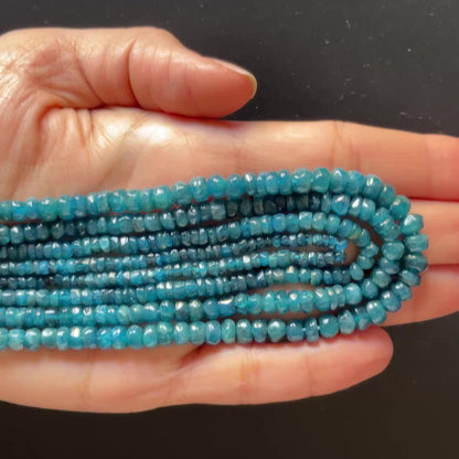 Deep Blue Apatite Rondelle Bead Strand, 41 cm, 3–3.5 mm